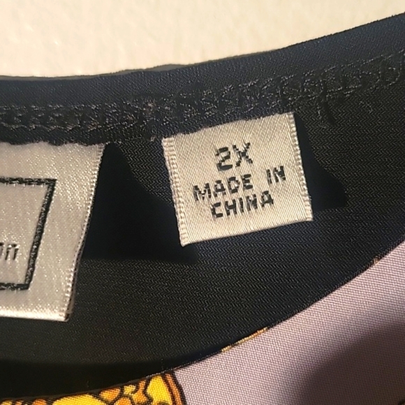 George Simonton Status Print Woven Front Knit Back Shirt 2X - Picture 4 of 6